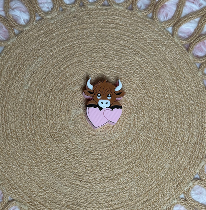 Valentine Highland Cow Straw Topper