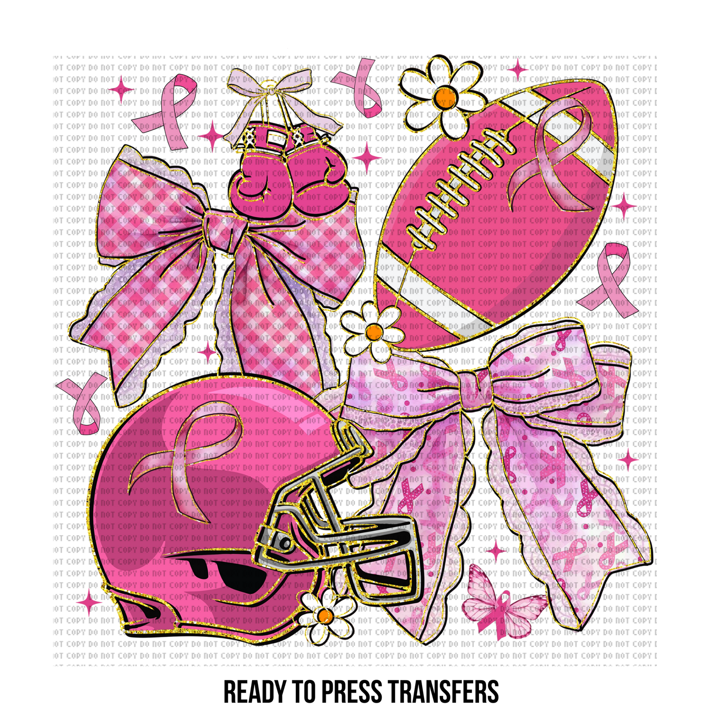 Coquette preppy football breast cancer awareness