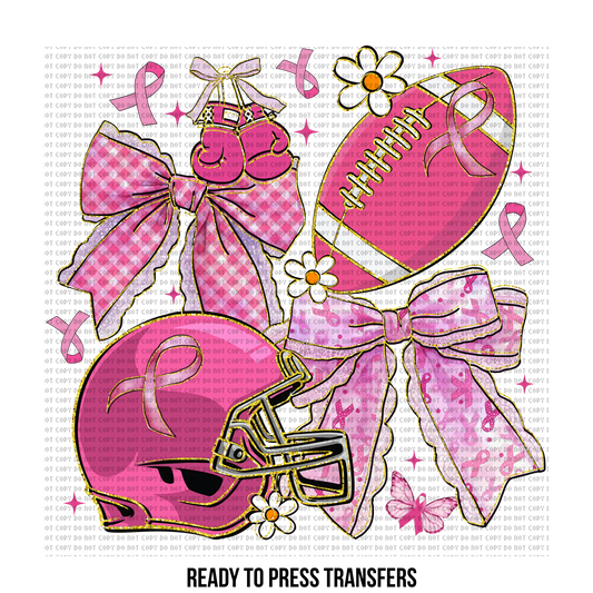 Coquette preppy football breast cancer awareness